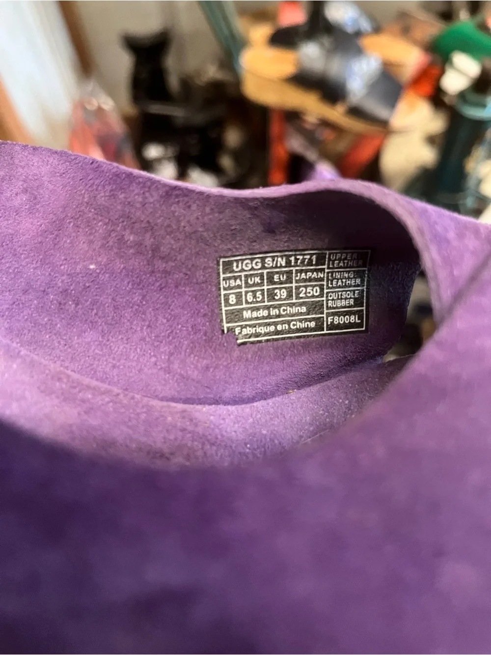 UGG Purple Suede Cork Wedge Sandals 8